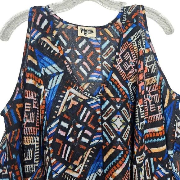 Show Me Your Mumu Geometric Print Cold Shoulder Tunic Kimono Blouse Size Small - Picture 4 of 10